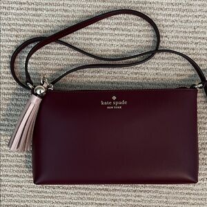 Kate Spade Deep Red Crossbody Bag with Tassel